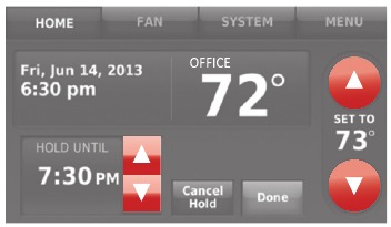 Honeywell - RTH9580 - Overriding schedules: business use - Step 1 Overriding schedules: business use - Step 1