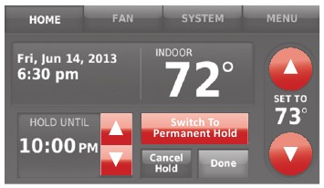 Honeywell - RTH9580 - Overriding schedules: home use Overriding schedules: home use