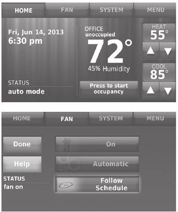 Honeywell - RTH9580 - Pre-occupancy purge Pre-occupancy purge
