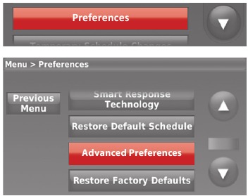 Honeywell - RTH9580 - Setting advanced preferences - Step 2 Setting advanced preferences - Step 2
