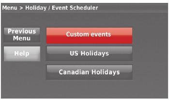 Honeywell - RTH9580 - Setting custom events: business use - Step 1 Setting custom events: business use - Step 1