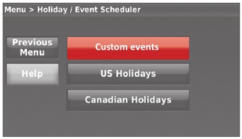Honeywell - RTH9580 - Setting holiday/event schedules - Step 3 Setting holiday/event schedules - Step 3