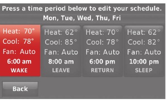 Honeywell - WIFI 9000 COLOR TOUCHSCREEN - Adjusting program schedules - Step 5 Adjusting program schedules - Step 5