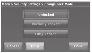 Honeywell - WIFI 9000 COLOR TOUCHSCREEN - Adjusting security settings - Step 3 Adjusting security settings - Step 3