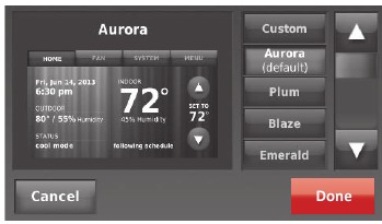 Honeywell - WIFI 9000 COLOR TOUCHSCREEN - Customizing screen color - Step 3 Customizing screen color - Step 3