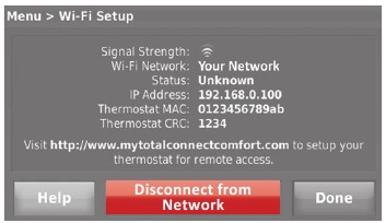 Honeywell - WIFI 9000 COLOR TOUCHSCREEN - Disconnecting your Wi-Fi network - Step 3 Disconnecting your Wi-Fi network - Step 3