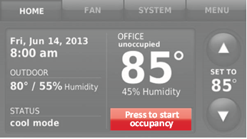 Honeywell - WIFI 9000 COLOR TOUCHSCREEN - Initiating occupancy mode: business use Initiating occupancy mode: business use
