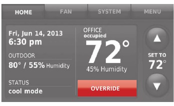 Honeywell - WIFI 9000 COLOR TOUCHSCREEN - Overriding schedules: business use - Step 2 Overriding schedules: business use - Step 2