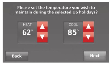 Honeywell - WIFI 9000 COLOR TOUCHSCREEN - Setting holiday schedule: business use - Step 3 Setting holiday schedule: business use - Step 3