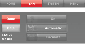 Honeywell - WIFI 9000 COLOR TOUCHSCREEN - Setting the fan Setting the fan