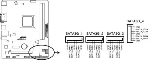 Asus - A55BM-K - A55BM-K SATA 3.0Gb/s connectors A55BM-K SATA 3.0Gb/s connectors