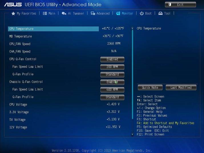 Asus - A55BM-K - Monitor menu Monitor menu