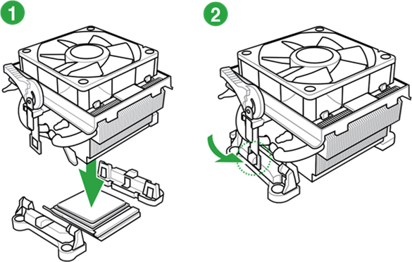 Asus - A55BM-K - To install the APU heatsink and fan assembly - Step 1 To install the APU heatsink and fan assembly - Step 1