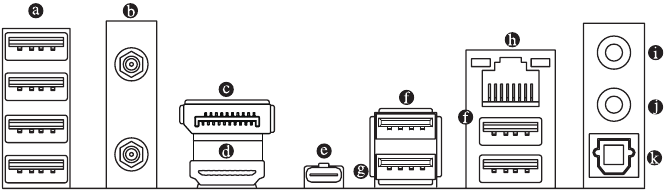GIGABYTE - B760M AORUS ELITE X AX - Back Panel Connectors Back Panel Connectors