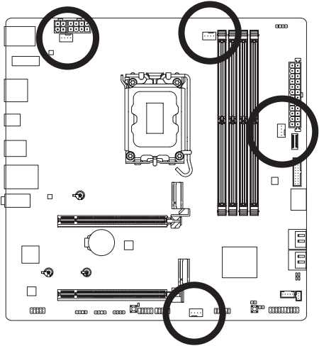 GIGABYTE - B760M AORUS ELITE X AX - CPU_FAN/SYS_FAN1/SYS_FAN2/SYS_FAN3 CPU_FAN/SYS_FAN1/SYS_FAN2/SYS_FAN3