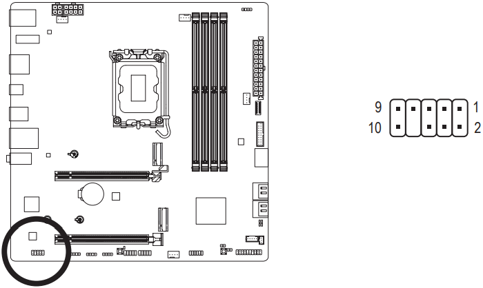 GIGABYTE - B760M AORUS ELITE X AX - F_AUDIO (Front Panel Audio Header) F_AUDIO (Front Panel Audio Header)