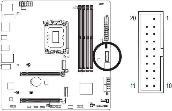 GIGABYTE - B760M AORUS ELITE X AX - F_U32 (USB 3.2 Gen 1 Header) F_U32 (USB 3.2 Gen 1 Header)