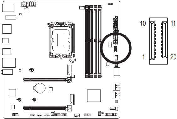 GIGABYTE - B760M AORUS ELITE X AX - F_U32C (USB Type-C® Header, with USB 3.2 Gen 2 Support) F_U32C (USB Type-C® Header, with USB 3.2 Gen 2 Support)