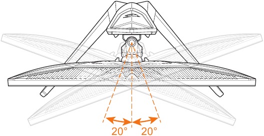 GIGABYTE - AORUS FI27Q-P - Adjusting the Swivel Angle Adjusting the Swivel Angle