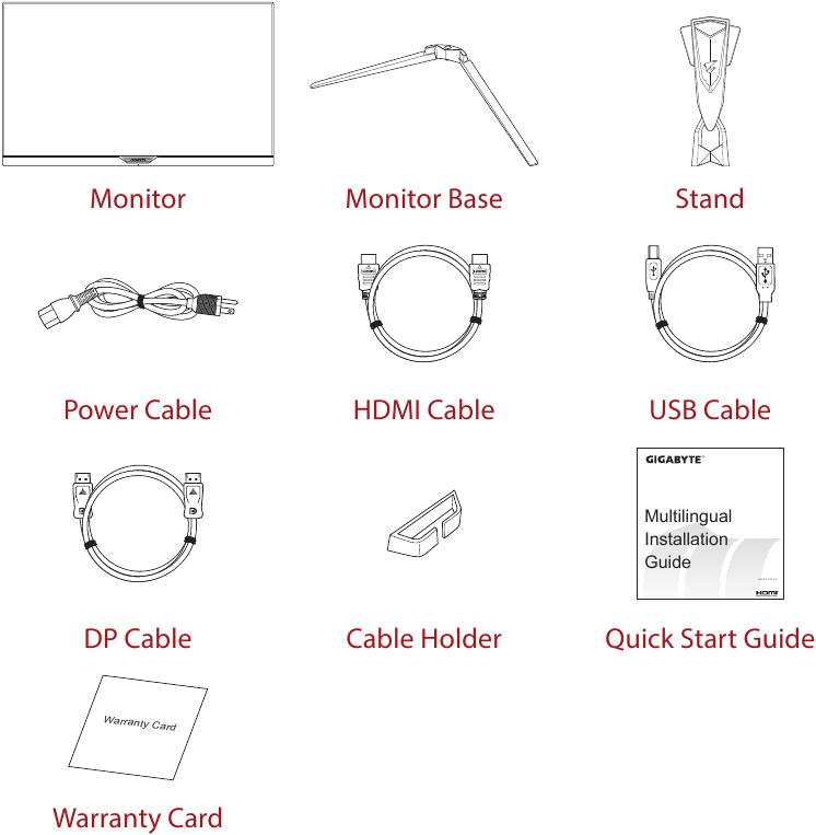 GIGABYTE - AORUS FI27Q-P - Package Contents Package Contents