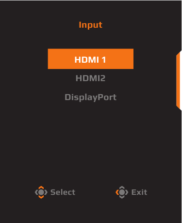 GIGABYTE - AORUS FI27Q-P - Selecting the Input Source Selecting the Input Source