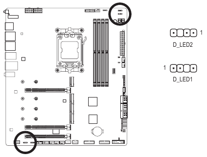 GIGABYTE - X670E AORUS MASTER - D LEDI/D LED2 D LEDI/D LED2