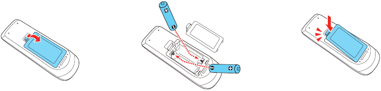 Epson - PowerLite 670 - Installing the batteries in the remote control Installing the batteries in the remote control