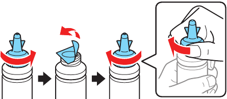 Epson - ET-2600 - Filling ink tanks - Step 3 - Remove the bottle cap Filling ink tanks - Step 3 - Remove the bottle cap
