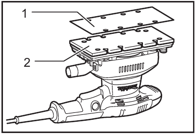 Makita - BO3710 - Installing a Hook-and-loop abrasive paper - Step 2 Installing a Hook-and-loop abrasive paper - Step 2