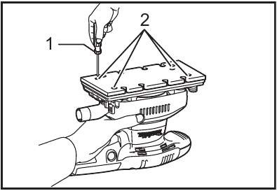 Makita - BO3710 - Installing a Hook-and-loop abrasive paper - Step 1 Installing a Hook-and-loop abrasive paper - Step 1