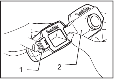 Makita - BO3710 - Installing filter - Step 3 - Remove dust nozzle Installing filter - Step 3 - Remove dust nozzle