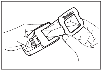 Makita - BO3710 - Installing filter - Step 4 - Remove the filter Installing filter - Step 4 - Remove the filter