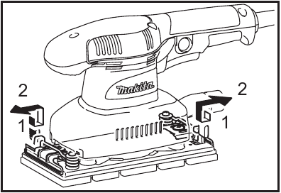 Makita - BO3710 - Installing/removing abrasive paper with holes Installing/removing abrasive paper with holes
