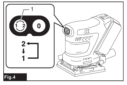 Makita - DBO480 - Changing the tool speed Changing the tool speed