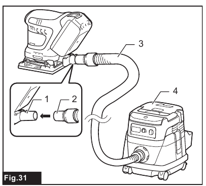 Makita - DBO480 - Connecting with vacuum cleaner Connecting with vacuum cleaner