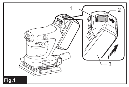 Makita - DBO480 - Installing or removing battery cartridge Installing or removing battery cartridge