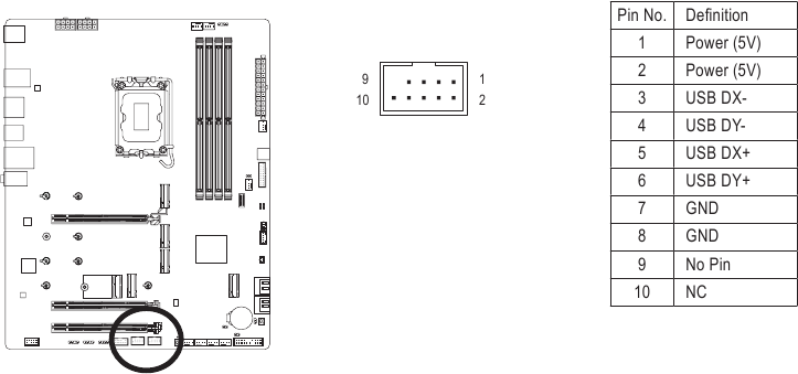 GIGABYTE - Z790 AORUS PRO X - F_USB1/F_USB2 F_USB1/F_USB2