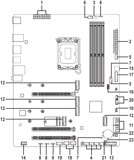 GIGABYTE - Z790 AORUS PRO X - Internal Connectors Internal Connectors