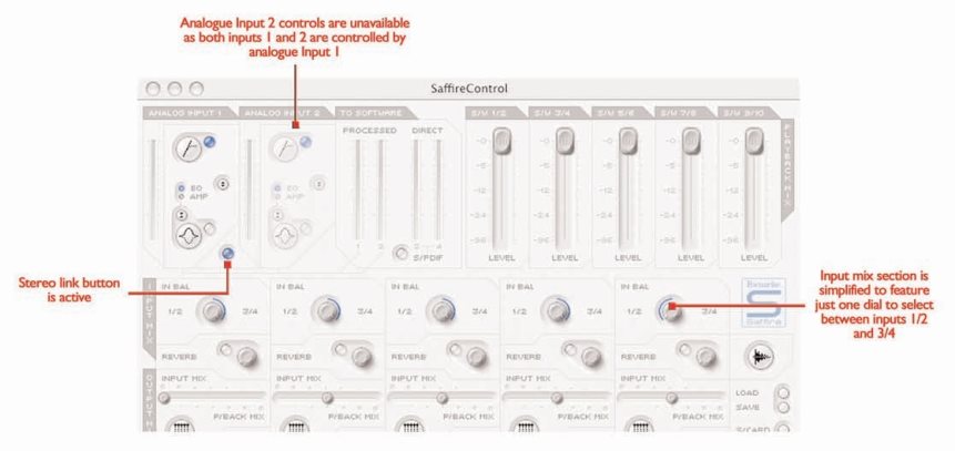 Focusrite - Saffire - Session Management & Advanced Settings Software - Stereo link button controls Session Management & Advanced Settings Software - Stereo link button controls