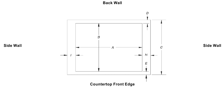 KitchenAid - KCGS550ESS - Cutout Dimensions - Top View Cutout Dimensions - Top View