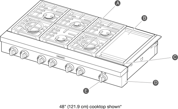 KitchenAid - KCGD500GSS - PARTS AND FEATURES - COOKTOP PARTS AND FEATURES - COOKTOP