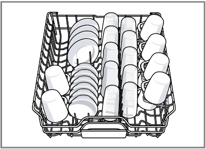 Bosch - SHX65CM5N - Loading patterns for 10 place setting - Upper rack Loading patterns for 10 place setting - Upper rack