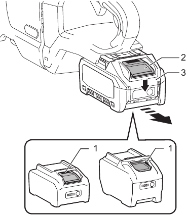Makita - UH004G - Installing or removing battery cartridge Installing or removing battery cartridge