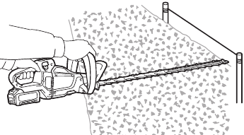 Makita - UH004G - OPERATION - Using a string to cut hedge top evenly OPERATION - Using a string to cut hedge top evenly
