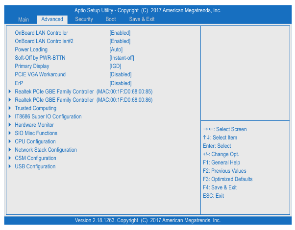 GIGABYTE - GA-J3455N-D3H - BIOS Setup - Advanced BIOS Setup - Advanced