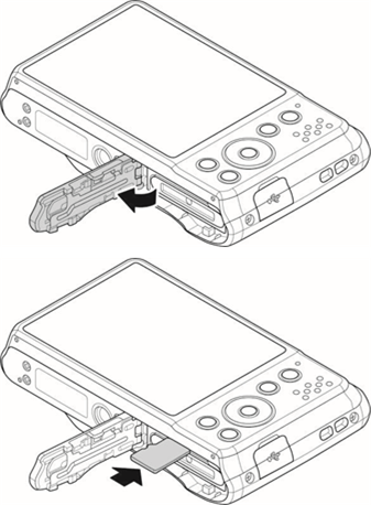 Minolta - MN12Z - Inserting a Micro SD/SDHC/SDXC Memory Card Inserting a Micro SD/SDHC/SDXC Memory Card