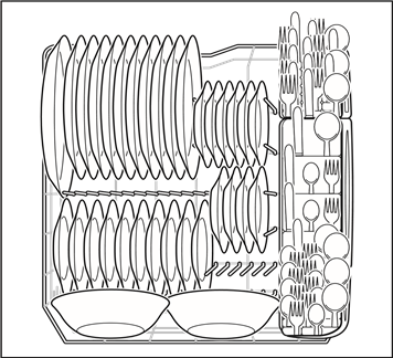 Frigidaire - FGID2479SF - Bottom Rack - 10 place settings standard loading pattern. Bottom Rack - 10 place settings standard loading pattern.