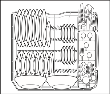 Frigidaire - FGID2479SF - Bottom Rack - 8 place settings standard loading pattern Bottom Rack - 8 place settings standard loading pattern
