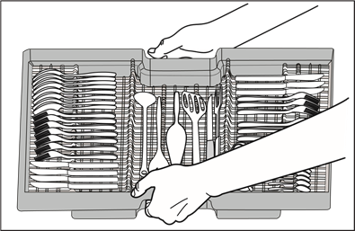 Frigidaire - FGID2479SF - Loading the Cutlery Tray Loading the Cutlery Tray