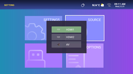 YABER - Ace K1 - Projector's setting page Projector's setting page